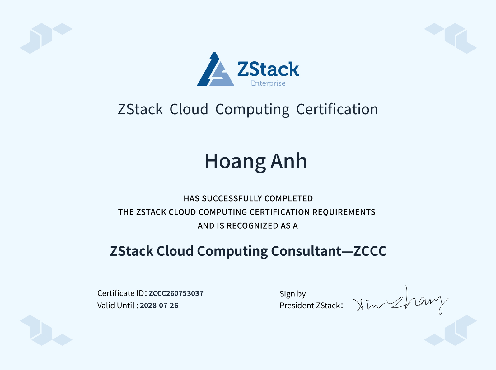 ZCCC Certificate